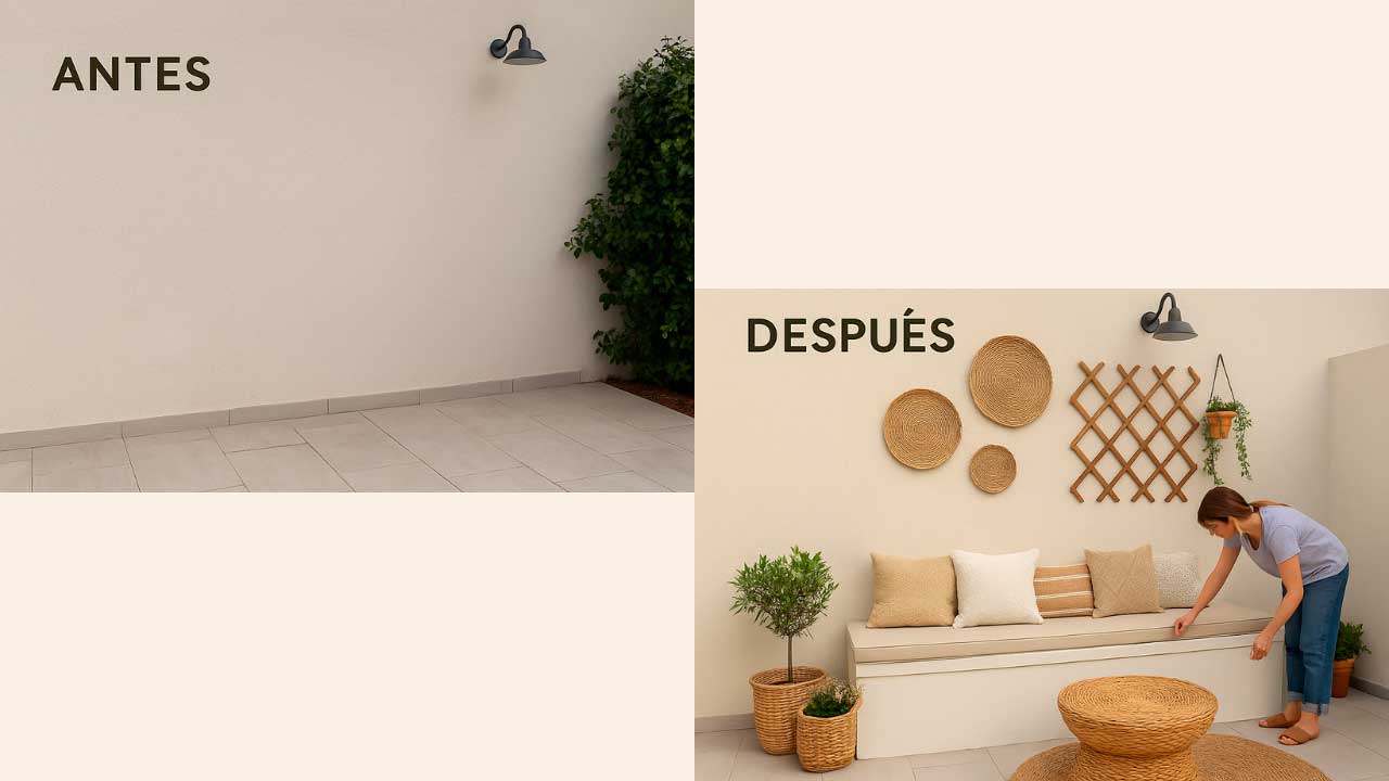 Inspiración real para decorar paredes patio exterior: antes y después